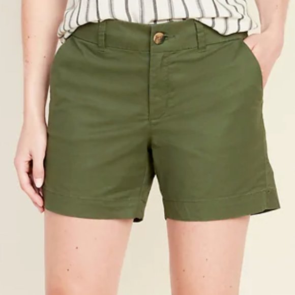 Old Navy Pants - Old Navy Everyday Short Mid Rise Size 16 Forest Green Twill Cotton EUC